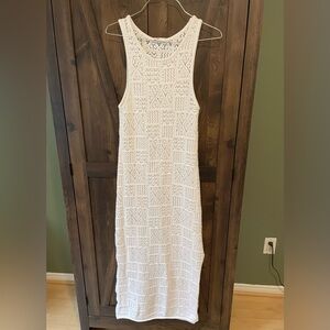 White Crochet Knit Maxi Dress